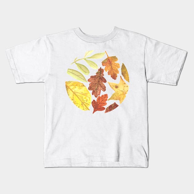 Fall Leaves Kids T-Shirt by emmalejones